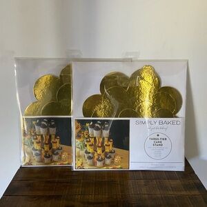Two New Gold S!MPLY BAKED Three Tier Cake Stands